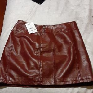 Free people Size 8 Leather Maroon Retro Skirt